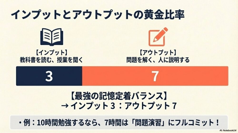 インプット（3）とアウトプット（7）の黄金比率を図解