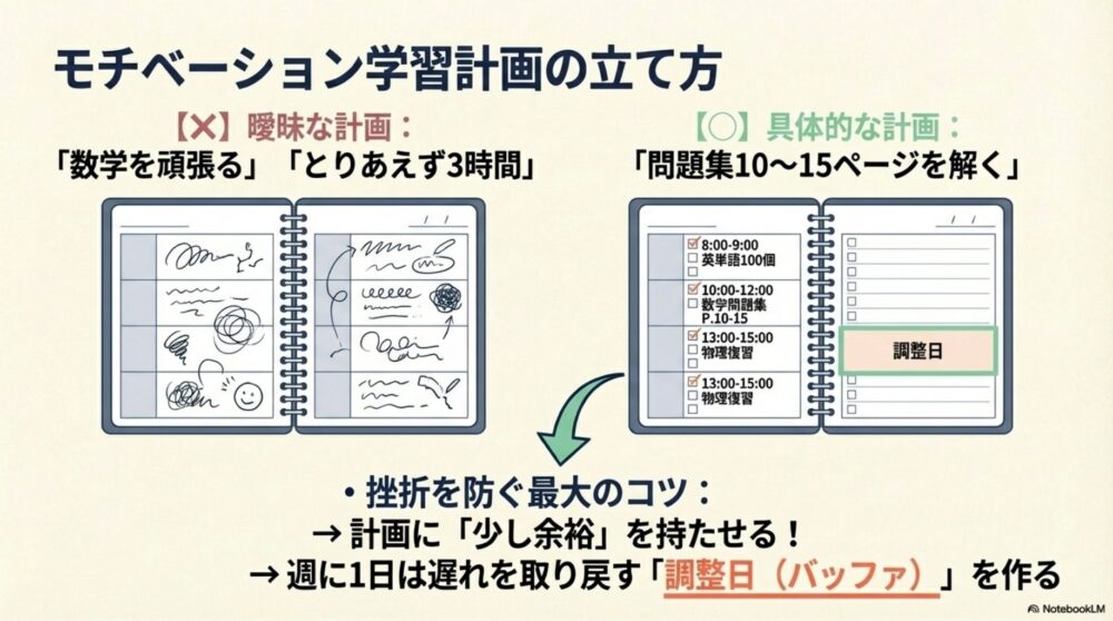 具体的で無理のない学習計画の立て方を図解