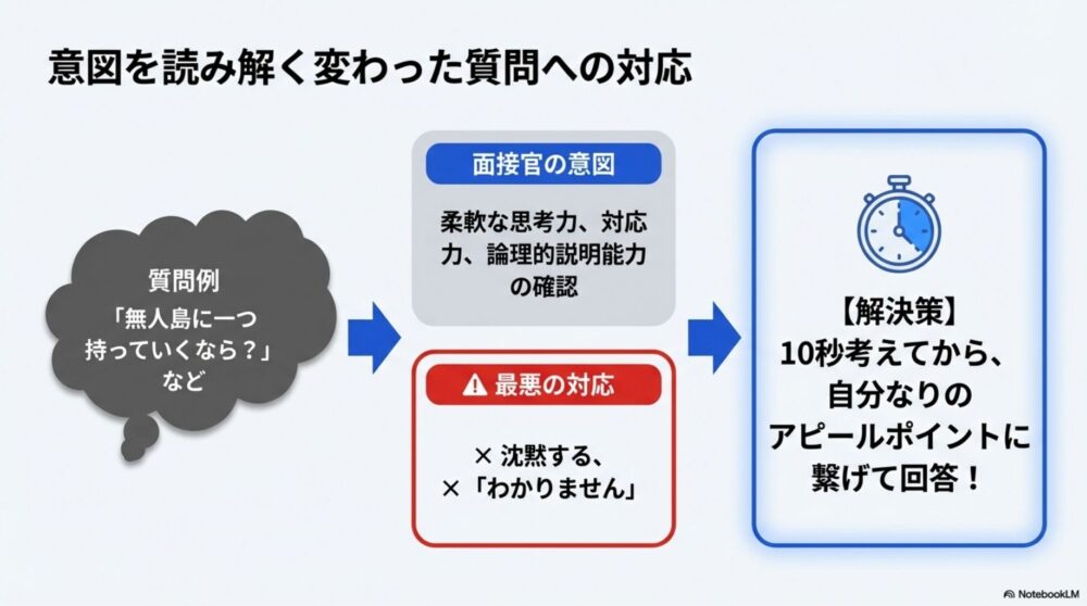 「あなたを動物に例えると？」等の変化球質問とその評価基準