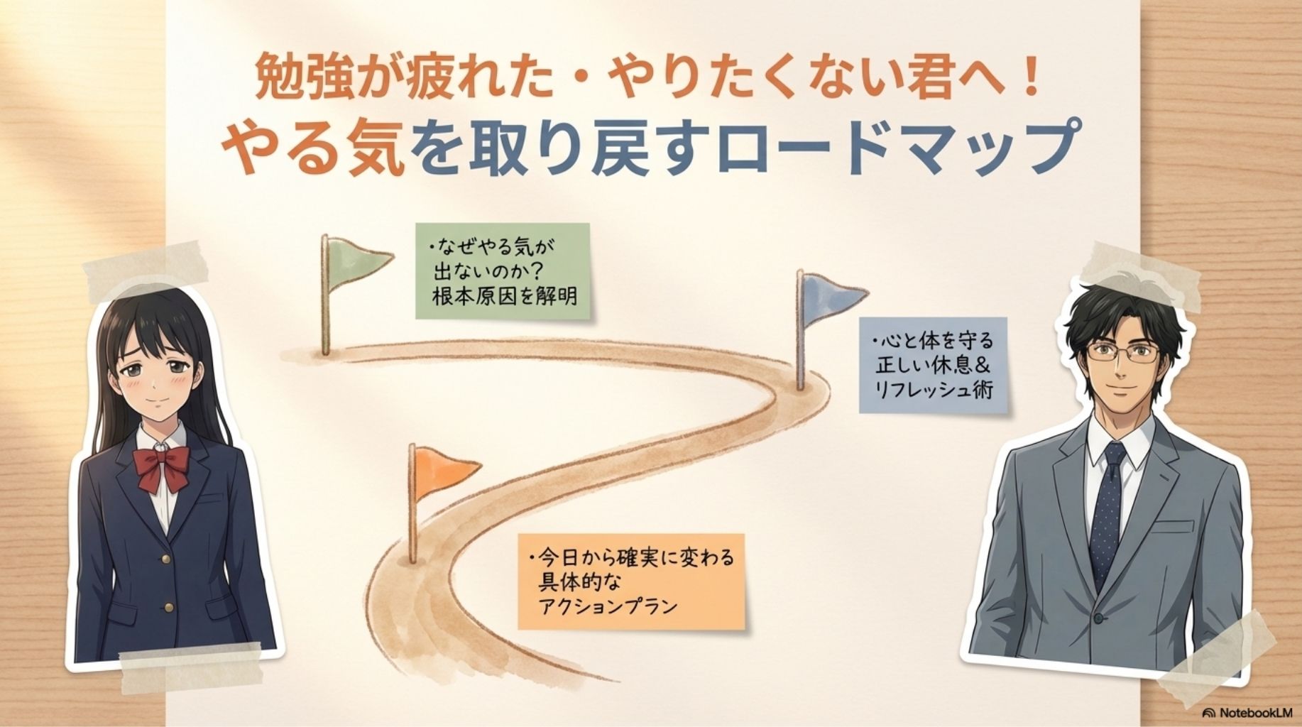 たく先生とみちかが勉強の悩みに寄り添う