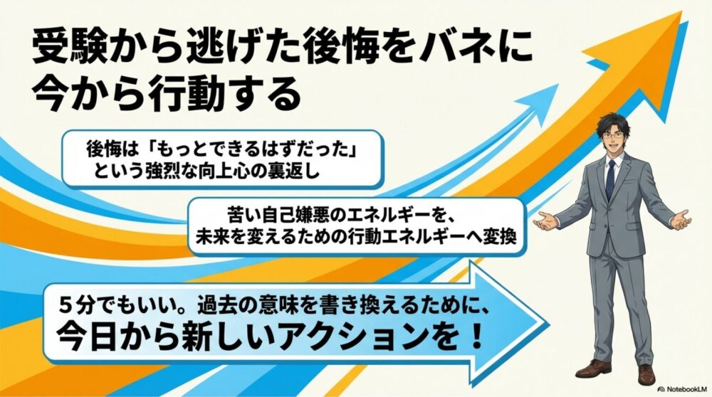 過去の後悔を原動力に変えて今日から新しい一歩を踏み出すメッセージ