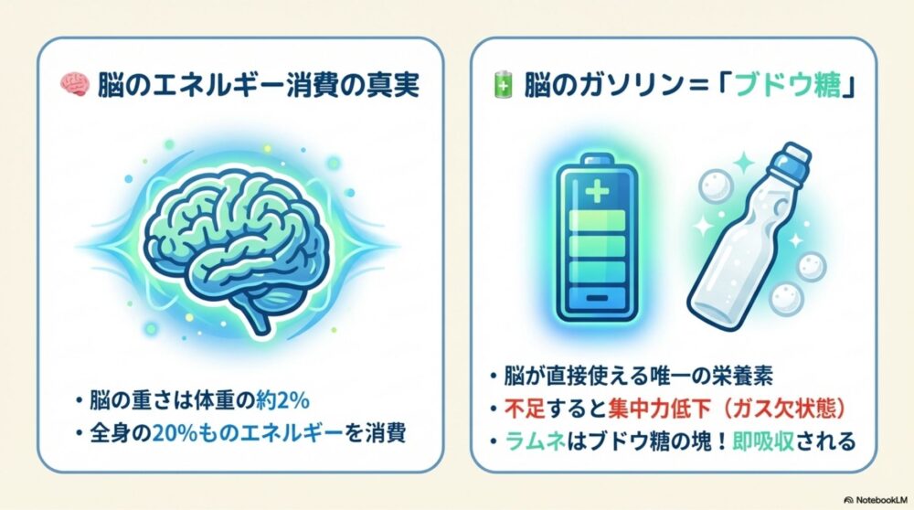 脳とブドウ糖のメカニズム図解