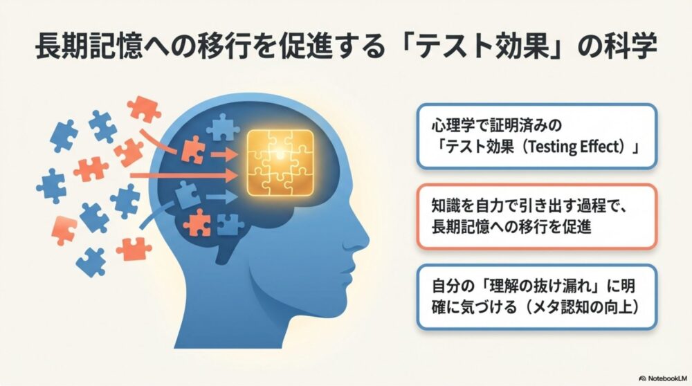 テスト効果による記憶定着のメカニズム