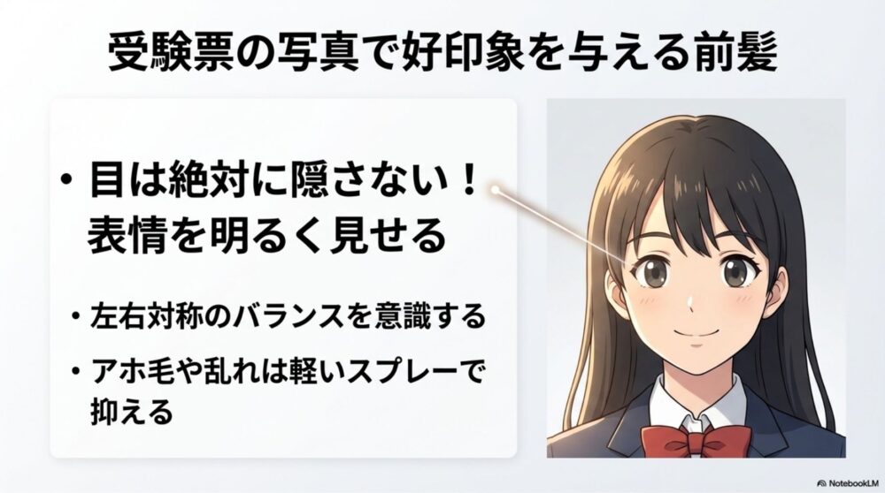 受験票写真で好印象を与える前髪のポイント

