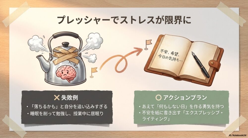 プレッシャーで押しつぶされそうな生徒と休息の重要性
