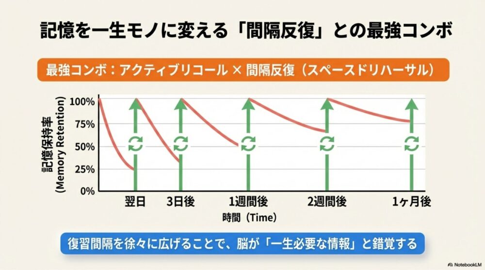 忘却曲線に基づく間隔反復の復習スケジュール