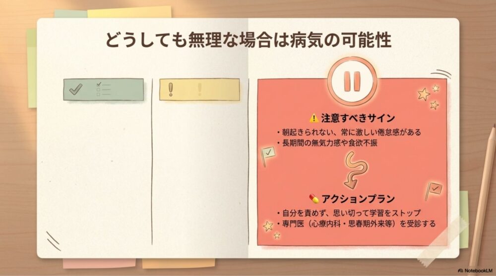 心身の不調と専門家への相談を促すインフォグラフィック
