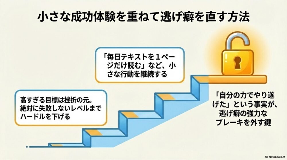 逃げ癖を直すためのベビーステップと小さな成功体験の積み重ね