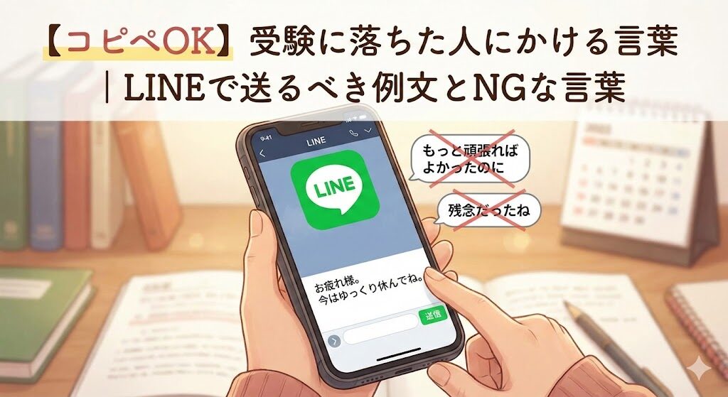 【コピペOK】受験に落ちた人にかける言葉｜LINEで送るべき例文とNGな言葉