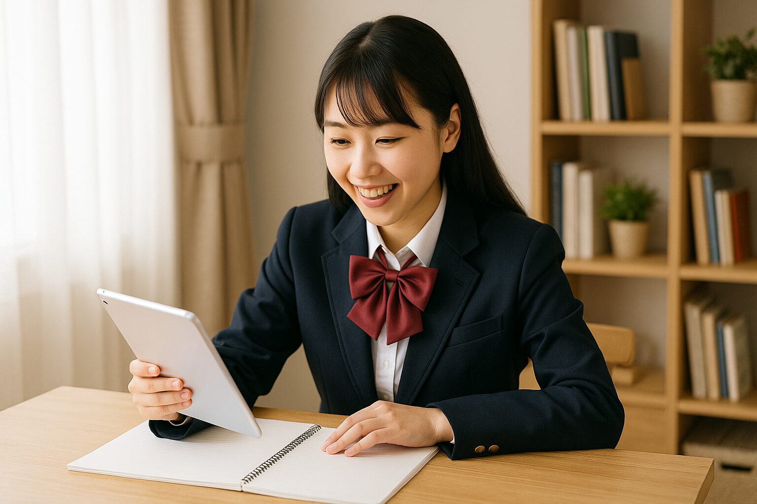 高校生がスタディサプリを見てわからないところが改善し、喜んでいる様子