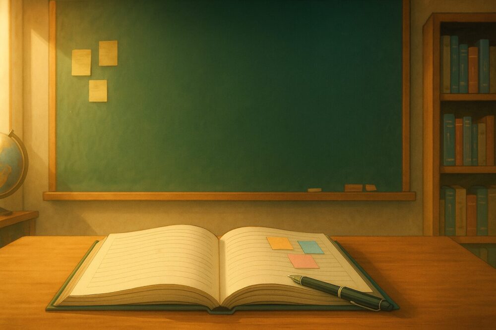 「勉強」「ノート」「黒板」「本棚」