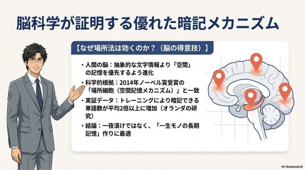 脳の空間認識能力と「場所細胞」を活用した場所法の科学的根拠
