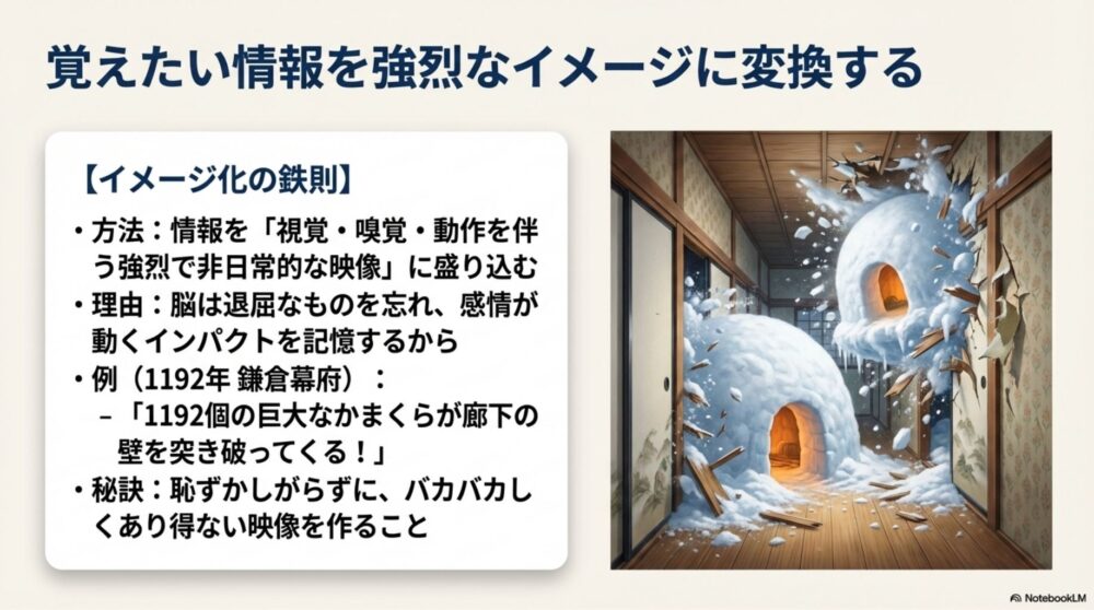 覚えたい情報を強烈で非日常的なイメージに変換して配置するコツ
