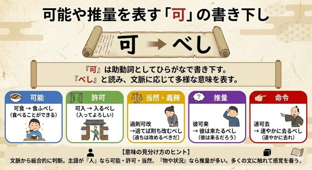 可能や推量を表す「可」の書き下し