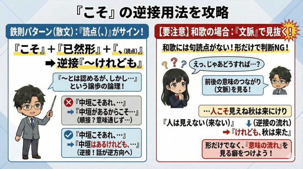 「こそ」の逆接用法を攻略