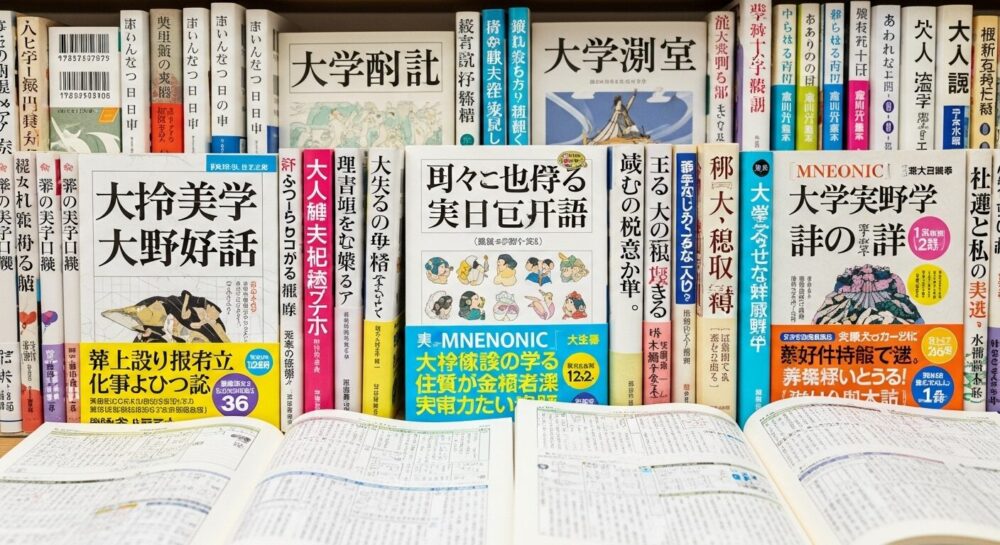 イラストタイプや語呂合わせタイプなど、様々な種類の大学受験向け古文単語帳