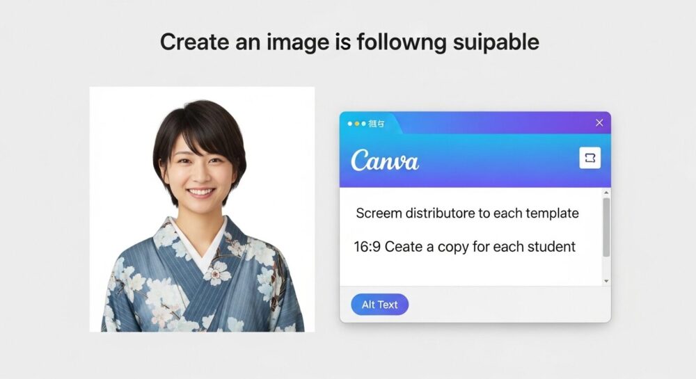 Google Classroomの課題設定画面でCanvaのテンプレートを「各生徒にコピーを作成」で配布する様子のスクリーンショット