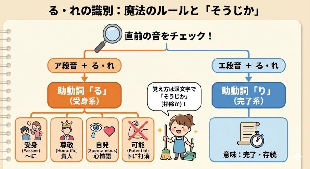 る・れの識別は接続と音で判断