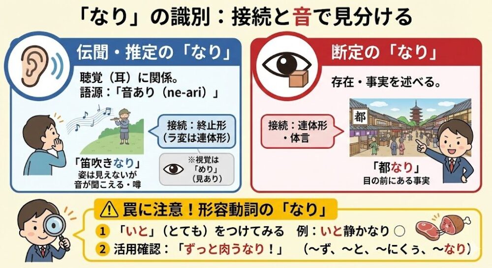 なりの識別は接続と音で見分ける