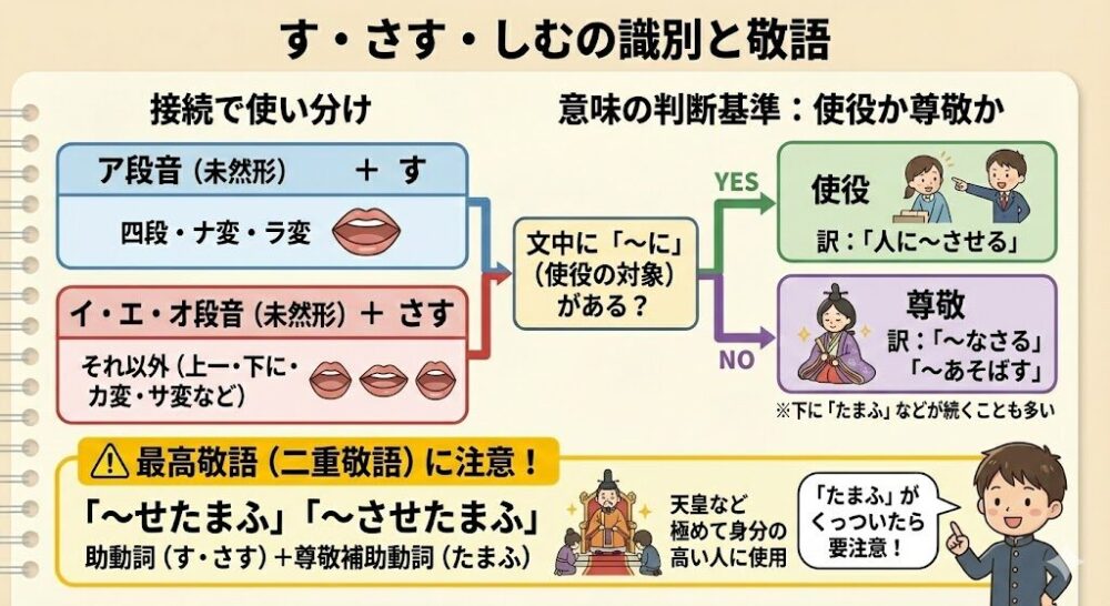 す・さす・しむの識別と敬語