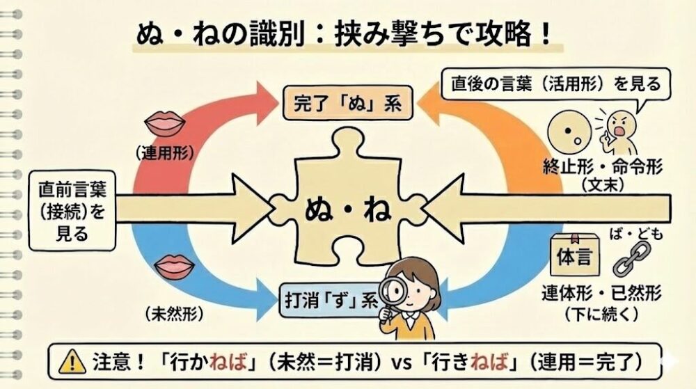 ぬ・ねの意味と識別のポイント