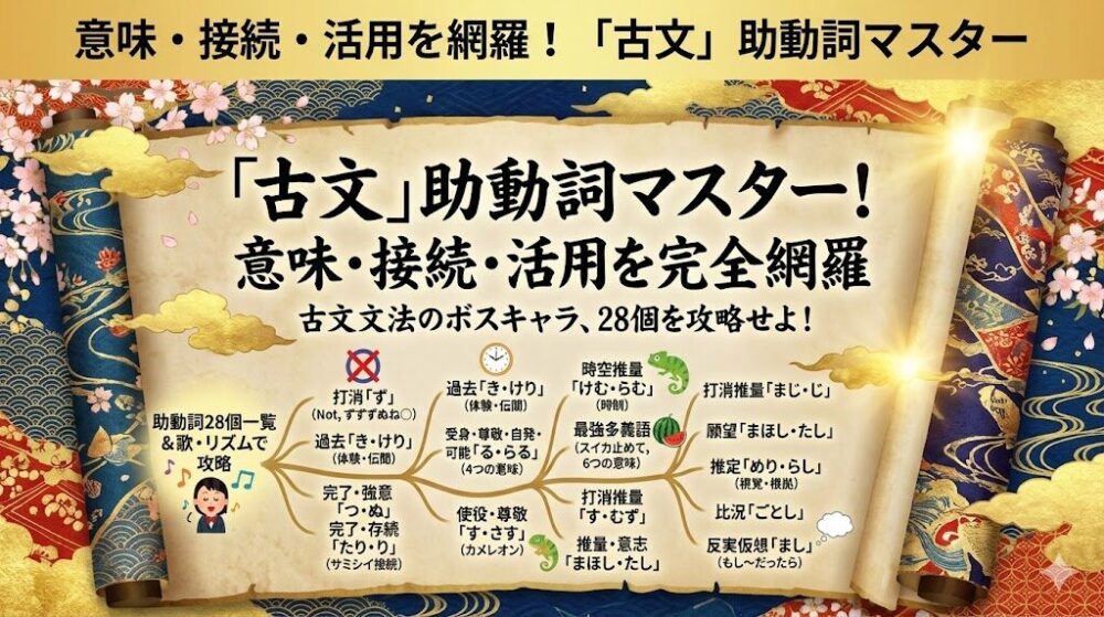 意味・接続・活用を網羅！「古文」助動詞マスター