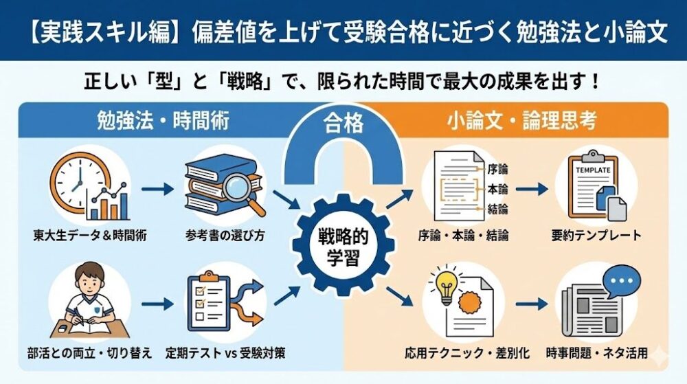 【実践スキル編】偏差値を上げて受験合格に近づく勉強法と小論文