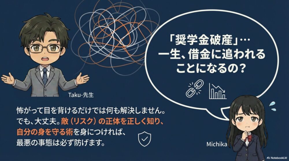 奨学金破産の不安に対するたく先生のアドバイスとリスク対策