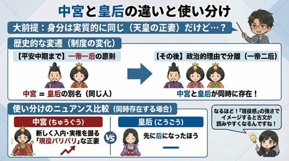中宮と皇后の違いや使い分けを解説
