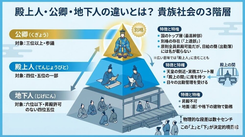 殿上人と公卿や地下人の違いとは