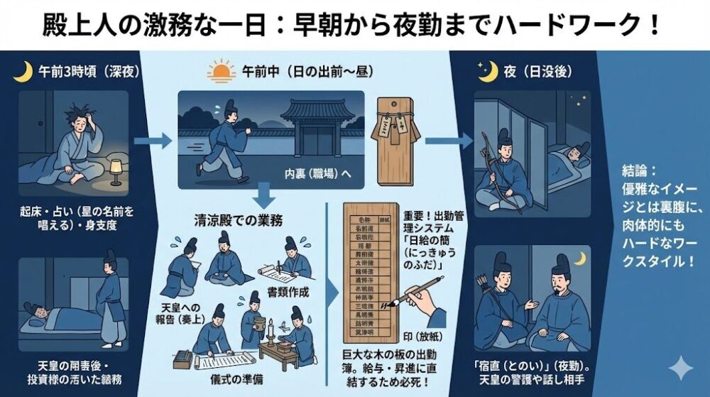 殿上人の一日は早朝からの激務