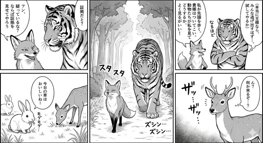 虎の威を借りる狐の漫画２ページ目