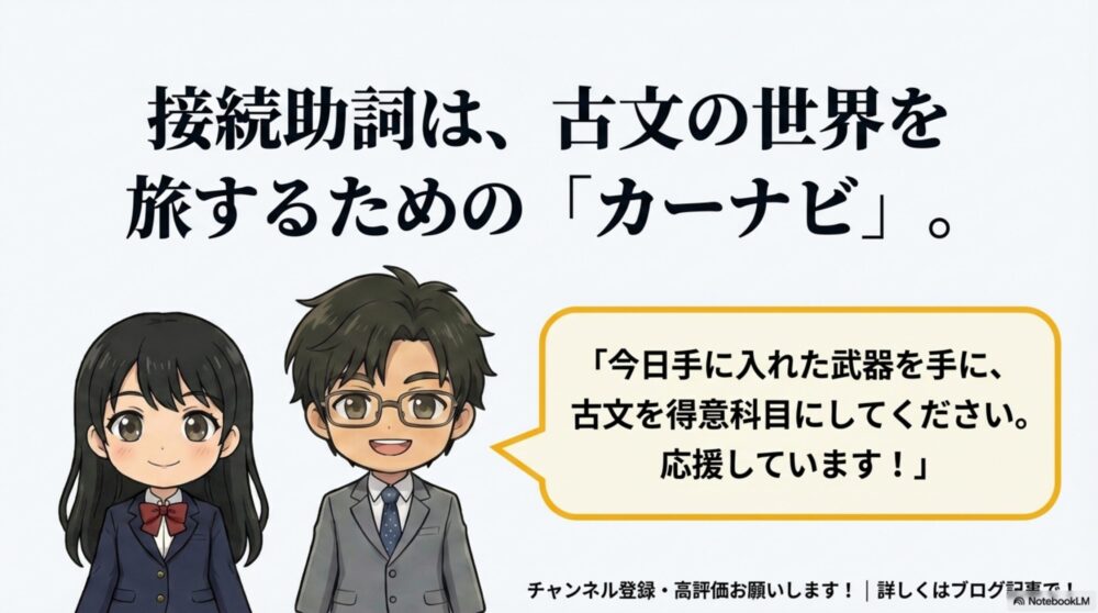 接続助詞攻略のまとめ。1.意味より形を信じる、2.論理の矢印をイメージする、3.鬼婆で主語を見失わない、という3つのポイント。