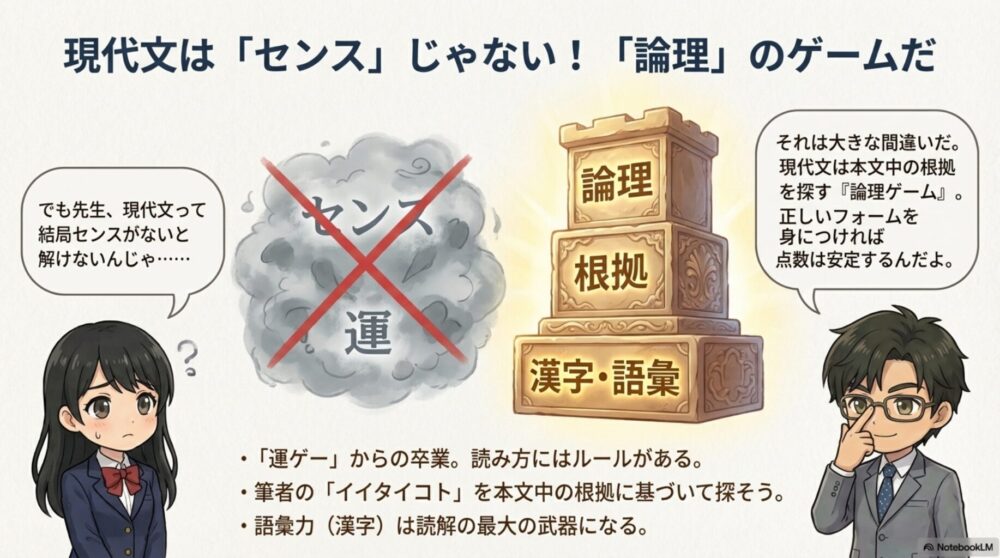 現代文はセンスじゃない！論理のゲームだ｜運ゲーからの卒業