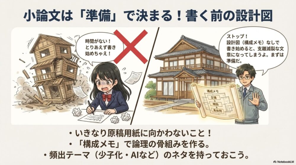 小論文は準備で決まる！書く前の設計図（構成メモ）の作り方