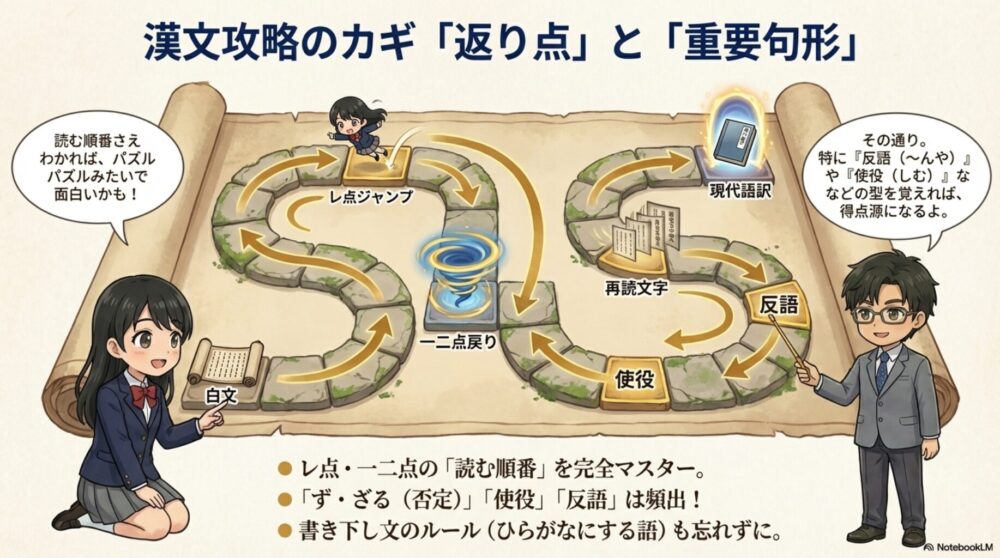 漢文攻略のカギ「返り点」と「重要句形」｜レ点ジャンプと一二点戻り