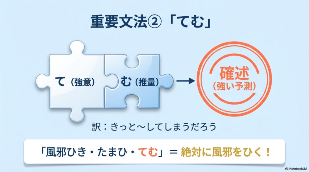 古文重要文法：「てむ」の識別と確述用法（強い予測）