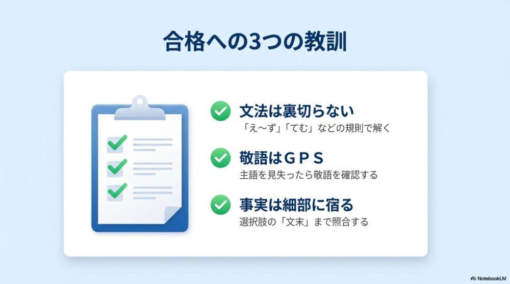 古文合格への3つの教訓：文法、敬語、細部の事実確認