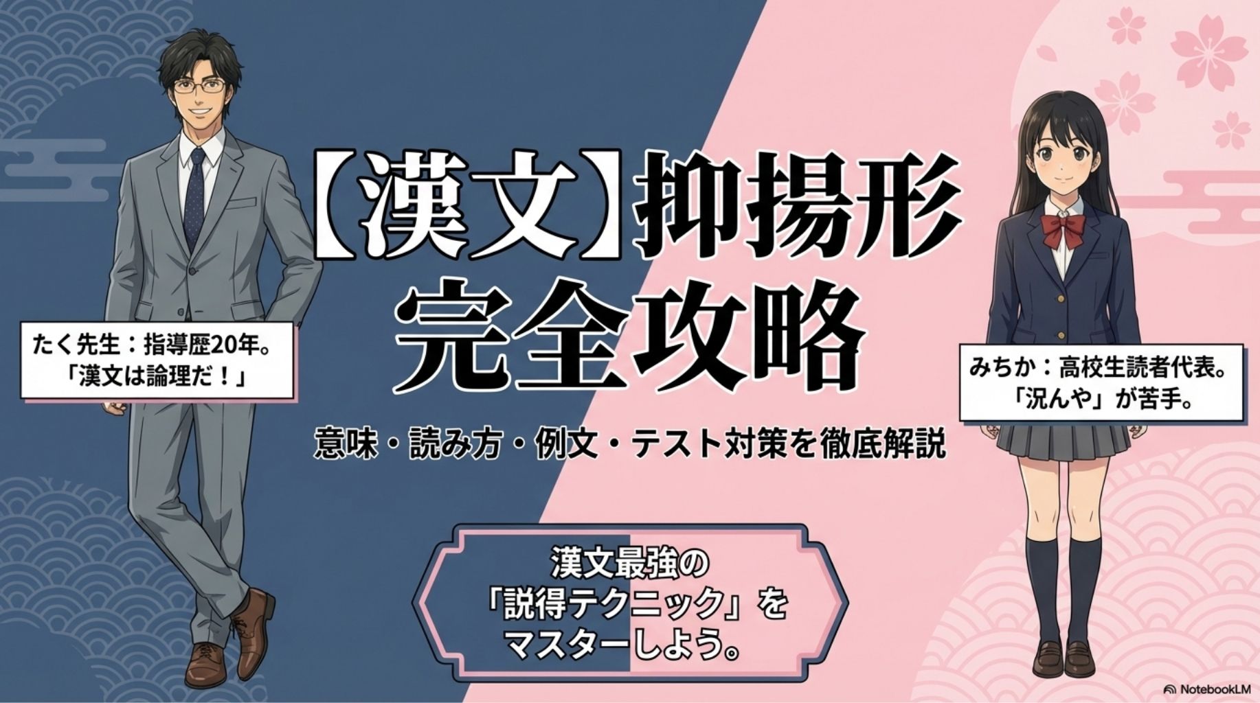 たく先生が解説する漢文の抑揚形完全攻略スライドの表紙