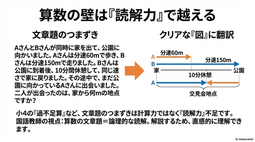 スタディサプリの過不足算を図解で分かりやすく翻訳した解説イメージ