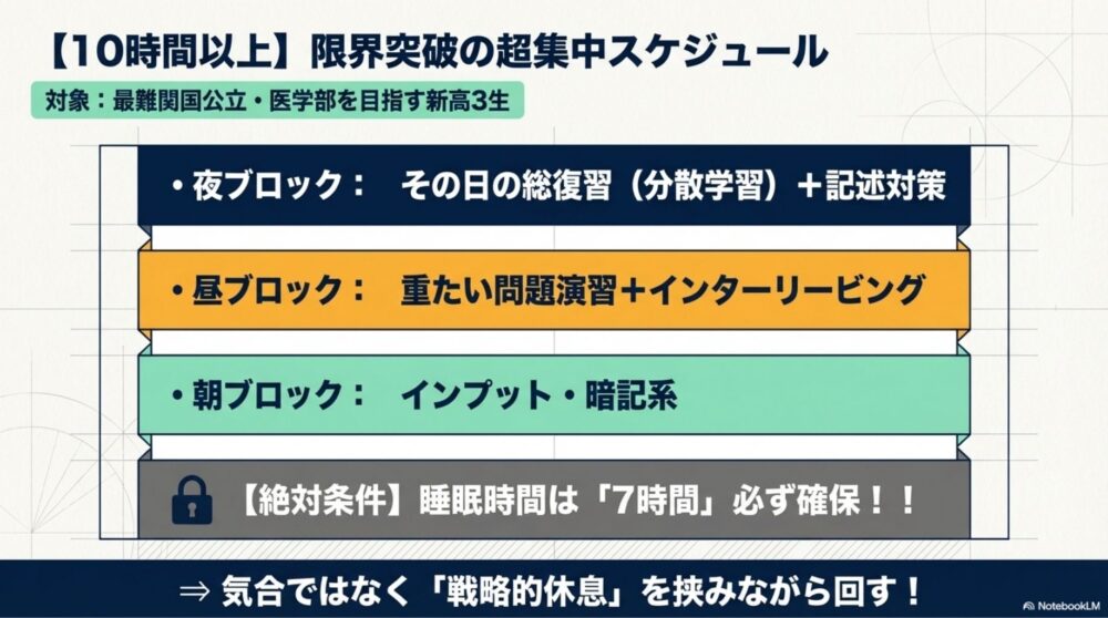 10時間以上の春休み勉強時間割
