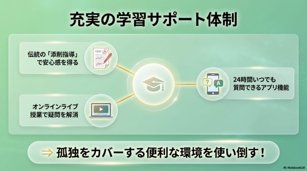 添削された答案とスマホでのチャット画面の図解