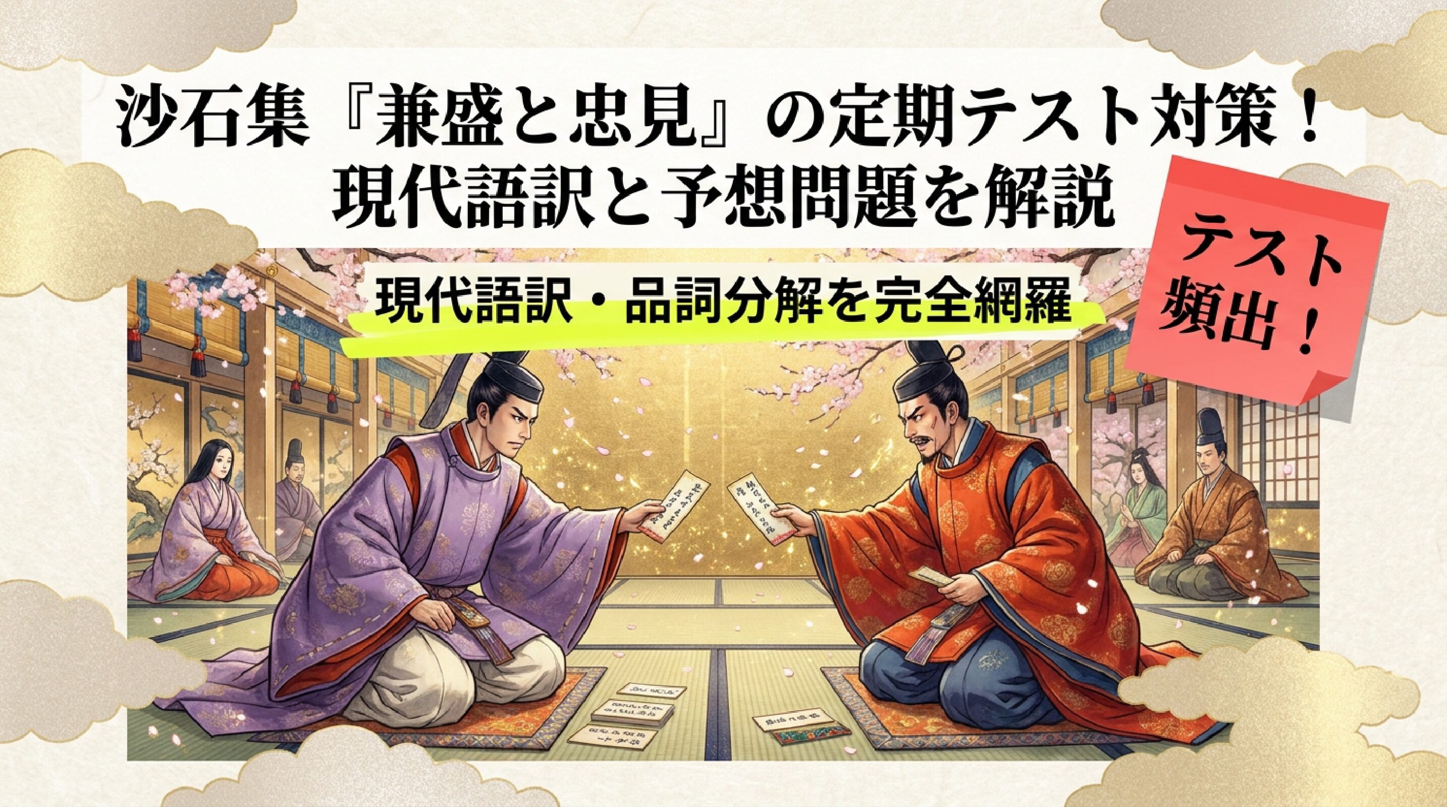 沙石集「兼盛と忠見」の定期テスト対策!現代語訳と予想問題を解説