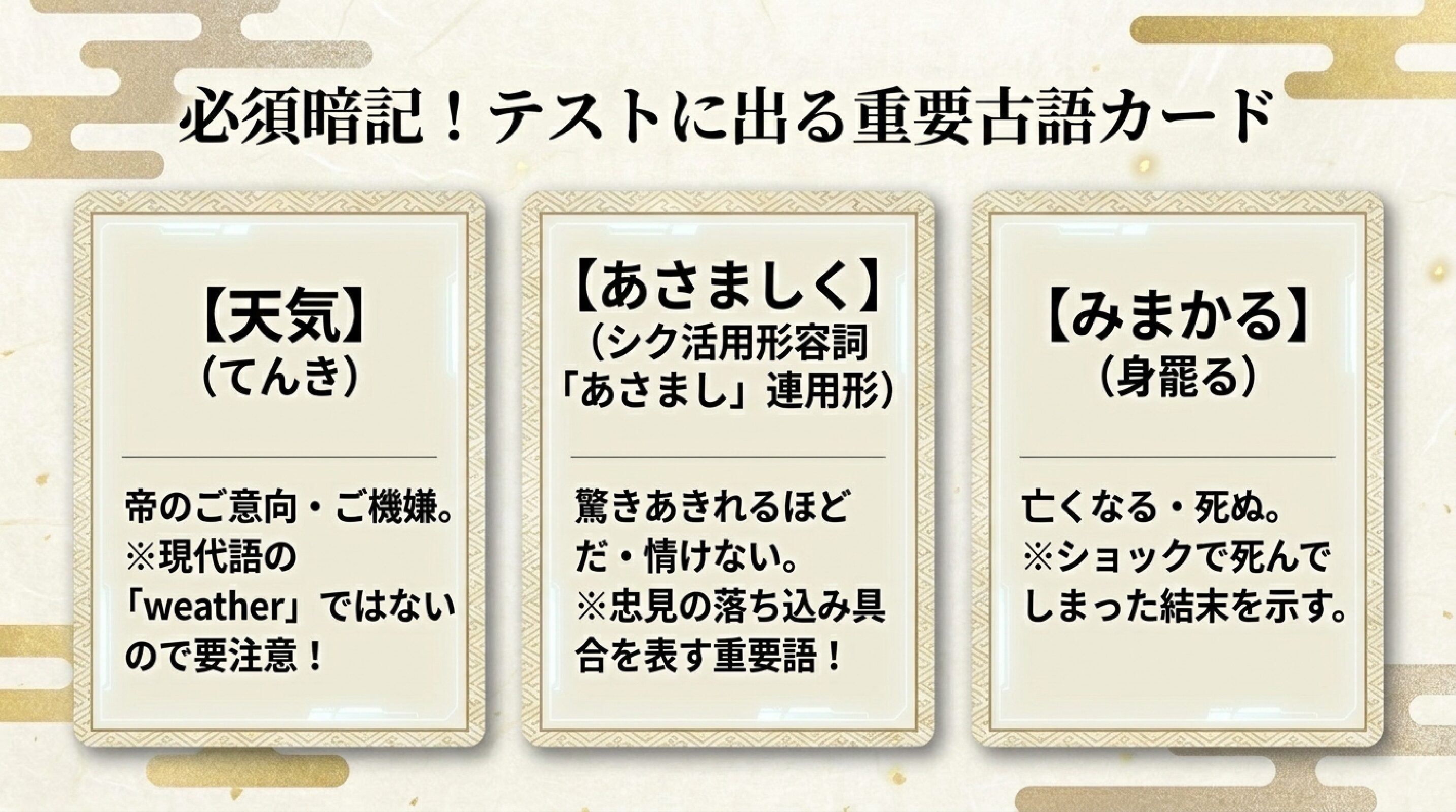 単語カードが並んでいるようなデザインで、重要語句を視覚的にアピール。