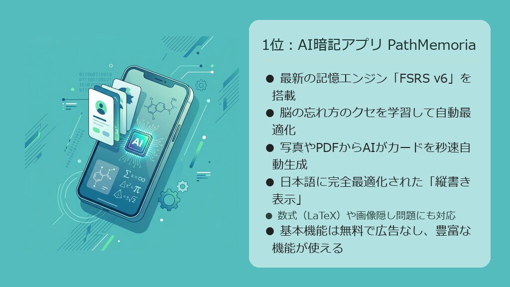 1位：AI暗記アプリ PathMemoria