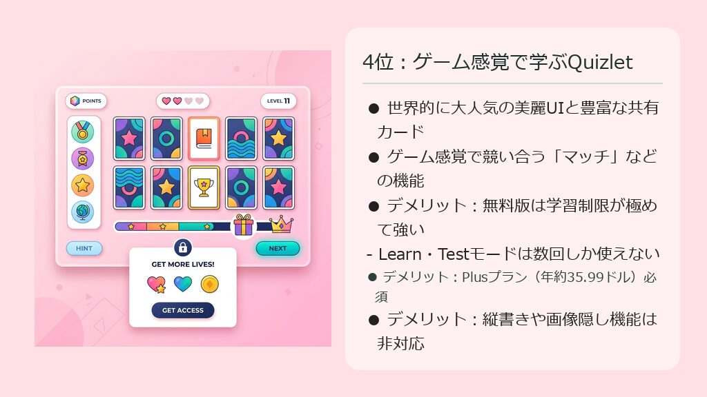 4位：ゲーム感覚で学ぶQuizlet