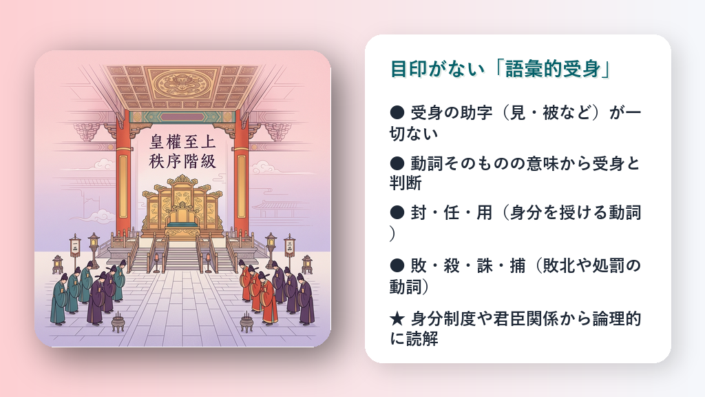 身分と権威を象徴する古代中国の宮廷の玉座の間。背景は淡い桜色と藤色のグラデーション。