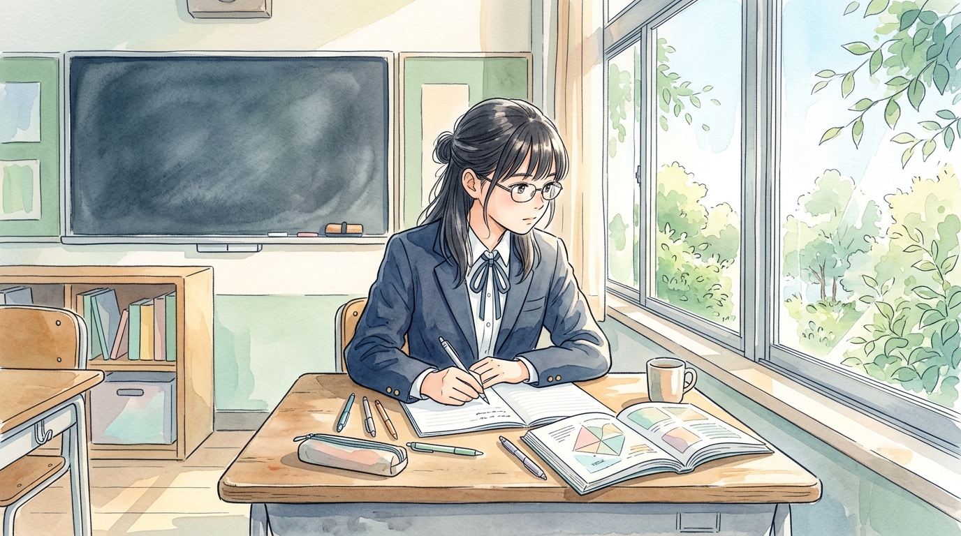 定期テストや大学入試に向けて漢文選択形の実戦問題に取り組む学習イメージ