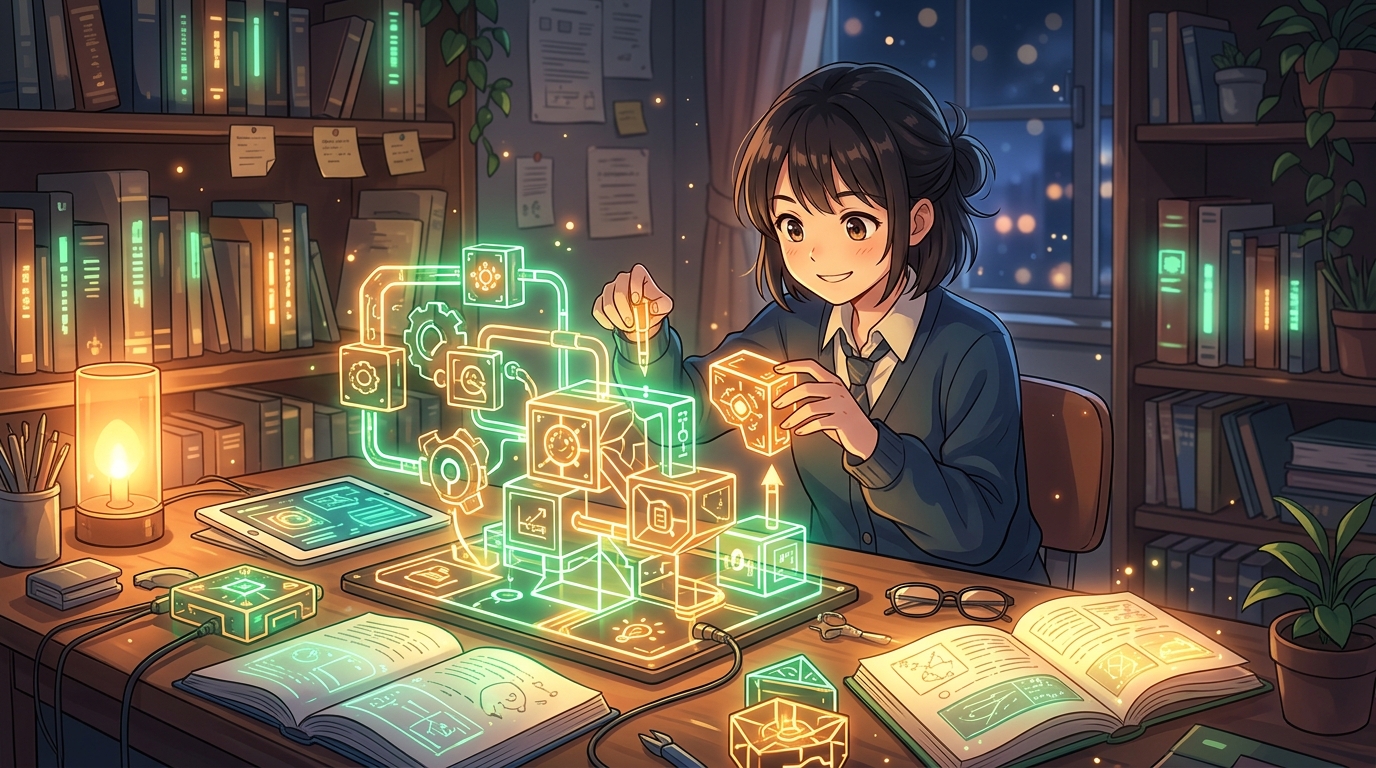漢文の重要句形と文法知識を効率よく繋ぎ合わせてマスターする学習イメージイラスト
