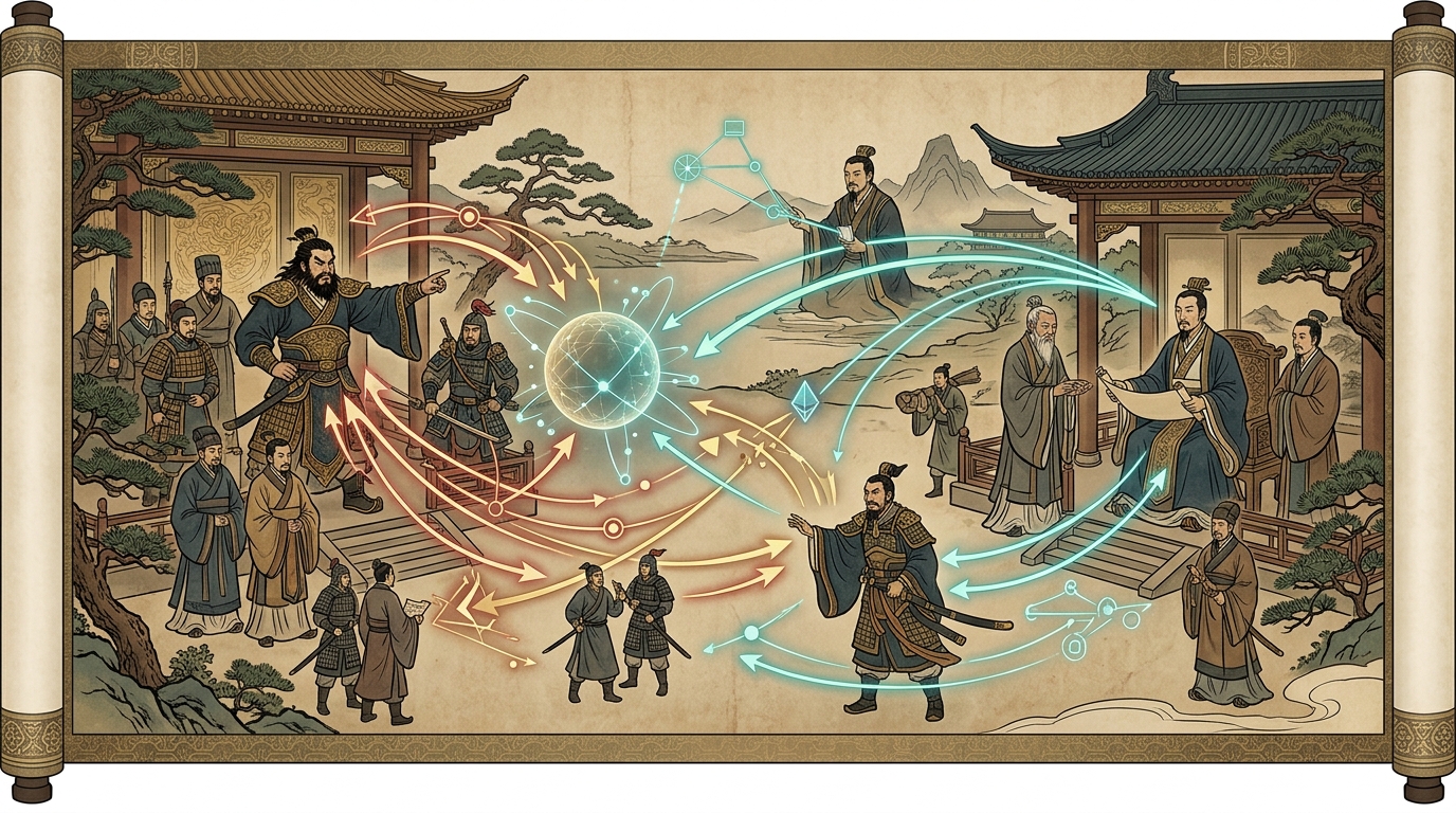 項羽と劉邦の座次の格差と心理戦を読み解く戦術分析図イラスト